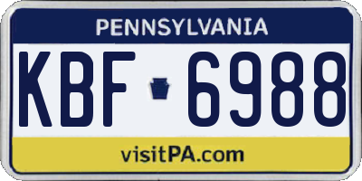 PA license plate KBF6988