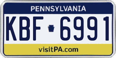 PA license plate KBF6991