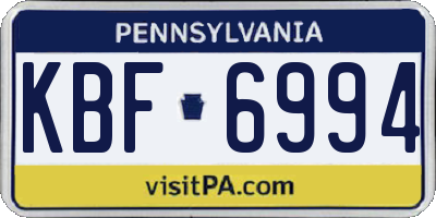 PA license plate KBF6994