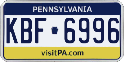 PA license plate KBF6996