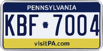 PA license plate KBF7004