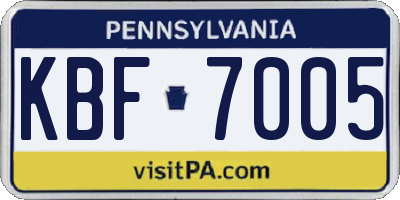 PA license plate KBF7005