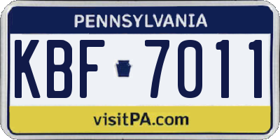 PA license plate KBF7011