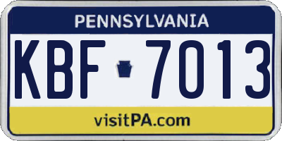 PA license plate KBF7013