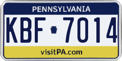 PA license plate KBF7014