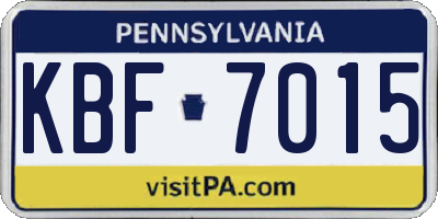 PA license plate KBF7015