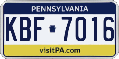 PA license plate KBF7016
