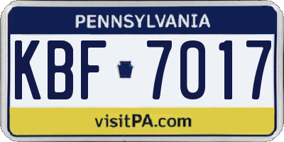 PA license plate KBF7017