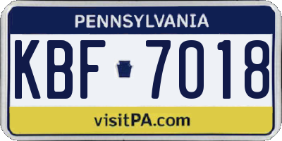 PA license plate KBF7018