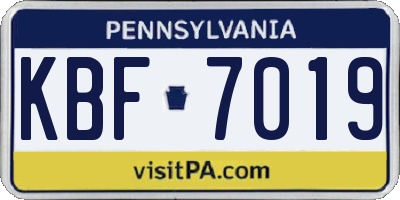 PA license plate KBF7019