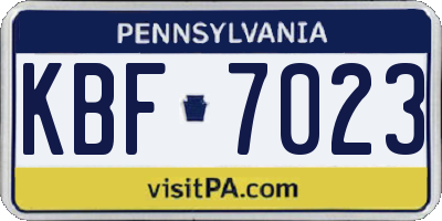 PA license plate KBF7023