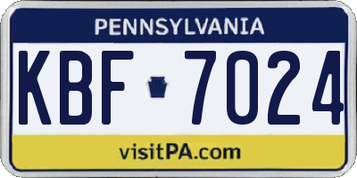 PA license plate KBF7024