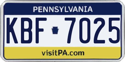 PA license plate KBF7025