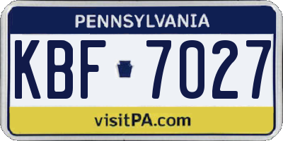 PA license plate KBF7027