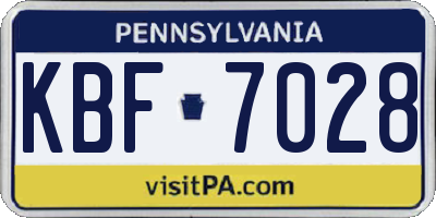 PA license plate KBF7028