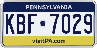 PA license plate KBF7029