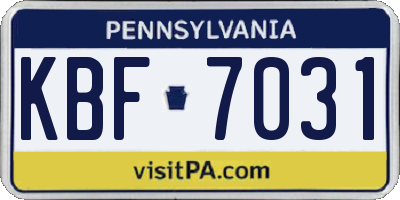 PA license plate KBF7031