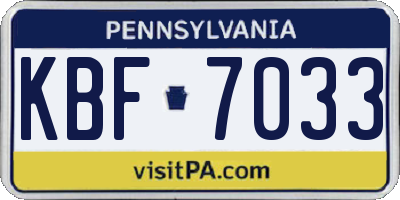 PA license plate KBF7033