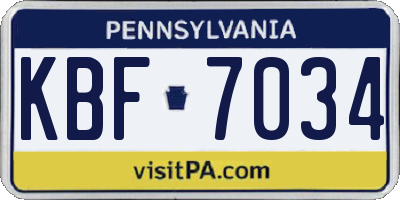 PA license plate KBF7034