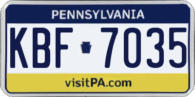 PA license plate KBF7035