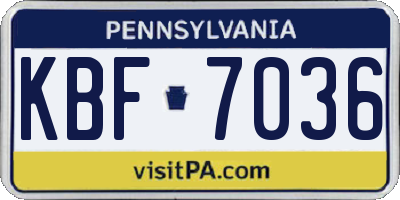 PA license plate KBF7036