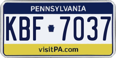 PA license plate KBF7037