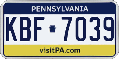 PA license plate KBF7039