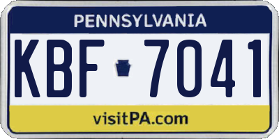 PA license plate KBF7041