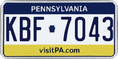 PA license plate KBF7043