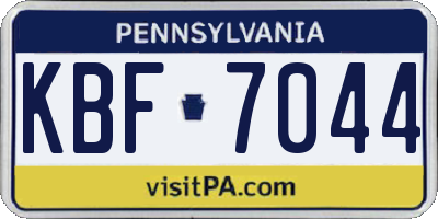 PA license plate KBF7044