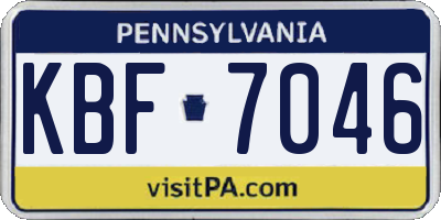 PA license plate KBF7046