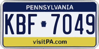 PA license plate KBF7049