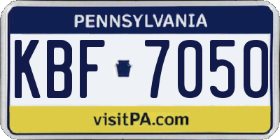 PA license plate KBF7050