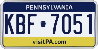 PA license plate KBF7051