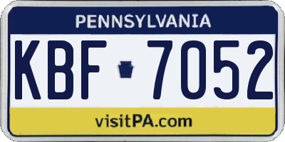 PA license plate KBF7052