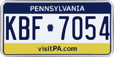 PA license plate KBF7054