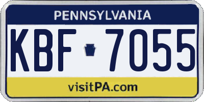 PA license plate KBF7055
