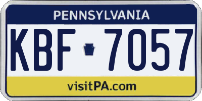 PA license plate KBF7057