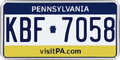 PA license plate KBF7058