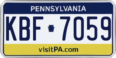 PA license plate KBF7059