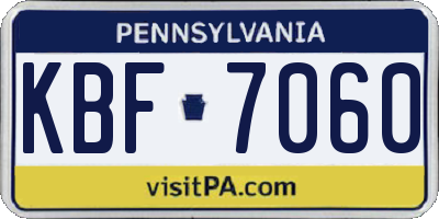 PA license plate KBF7060