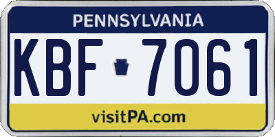PA license plate KBF7061