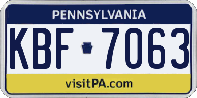 PA license plate KBF7063