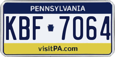 PA license plate KBF7064