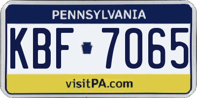 PA license plate KBF7065