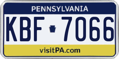 PA license plate KBF7066