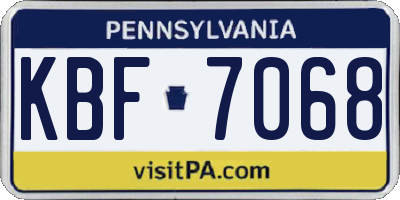PA license plate KBF7068