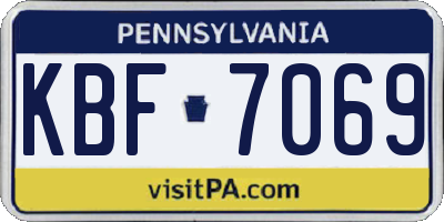 PA license plate KBF7069