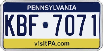 PA license plate KBF7071