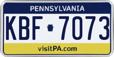 PA license plate KBF7073
